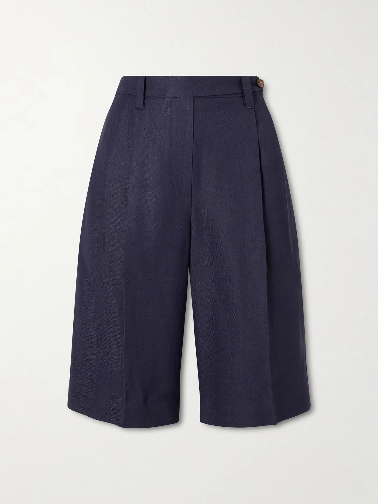 Bead-embellished Pleated Twill Shorts