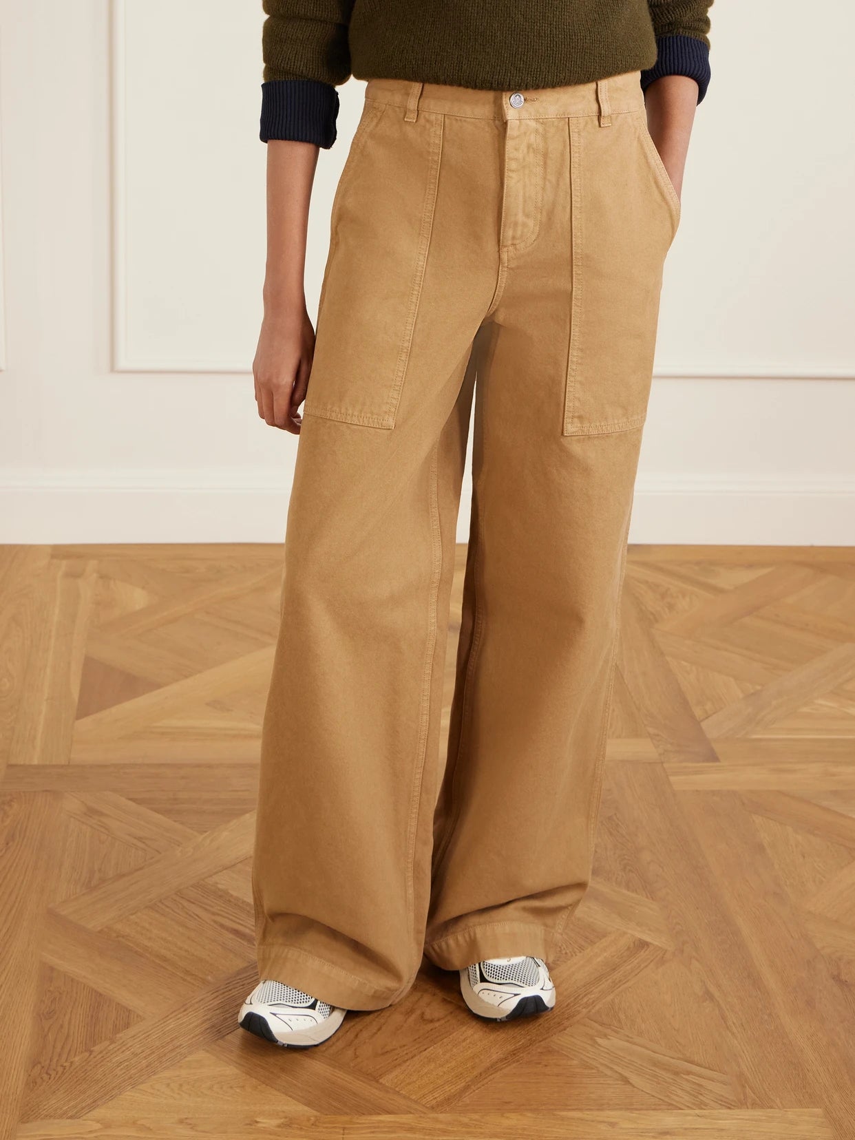Wide-leg Cotton-canvas Trousers