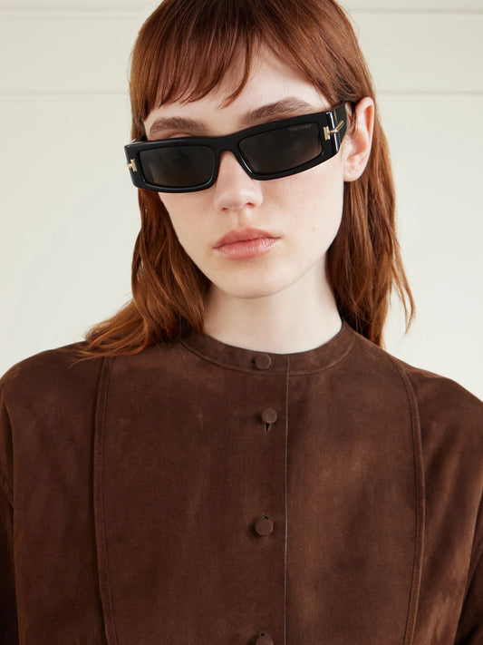 Image of Sunglasses. Product name - Square-frame Acetate Sunglasses in Black colour by brand - TOM FORD