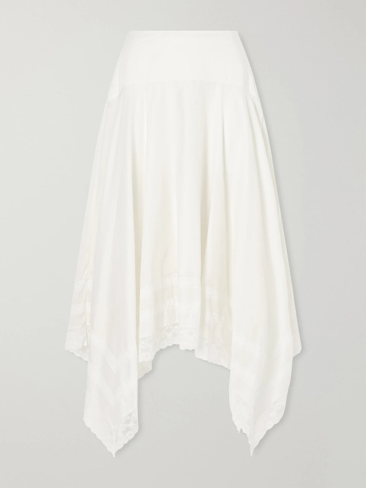 Ainsley Asymmetric Lace-trimmed Cotton-voile Maxi Skirt