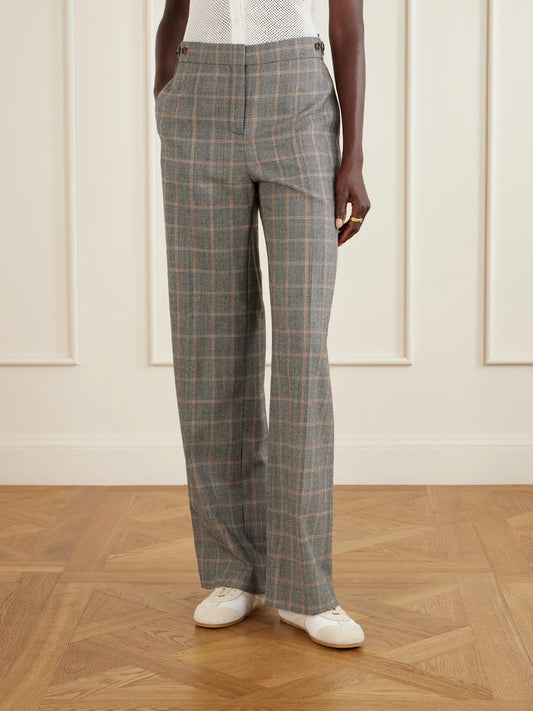 Checked Wool Straight-leg Pants