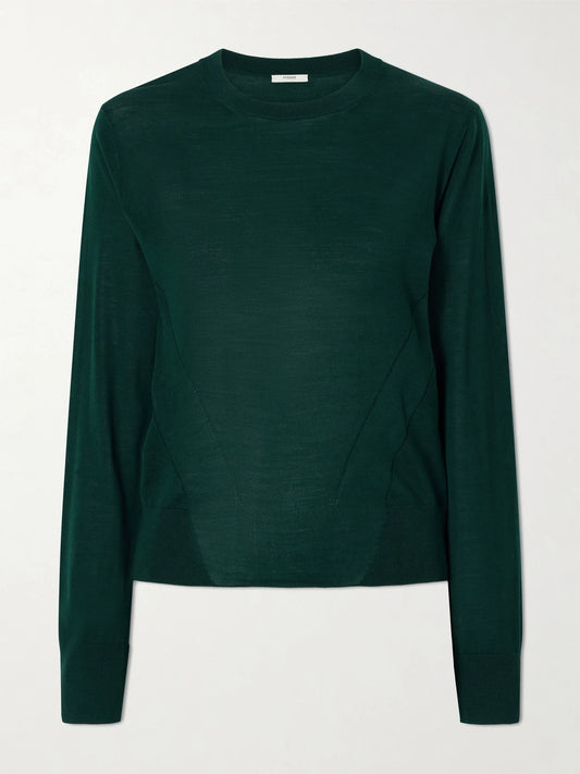 Image of a model wearing Outerwear. Product name - Mitchell Wool Sweater in Forest green colour by brand - FFORME