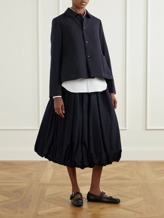 Image of Coats & Jackets. Product name - Wool Jacket in Navy colour by brand - Comme des Garçons GIRL