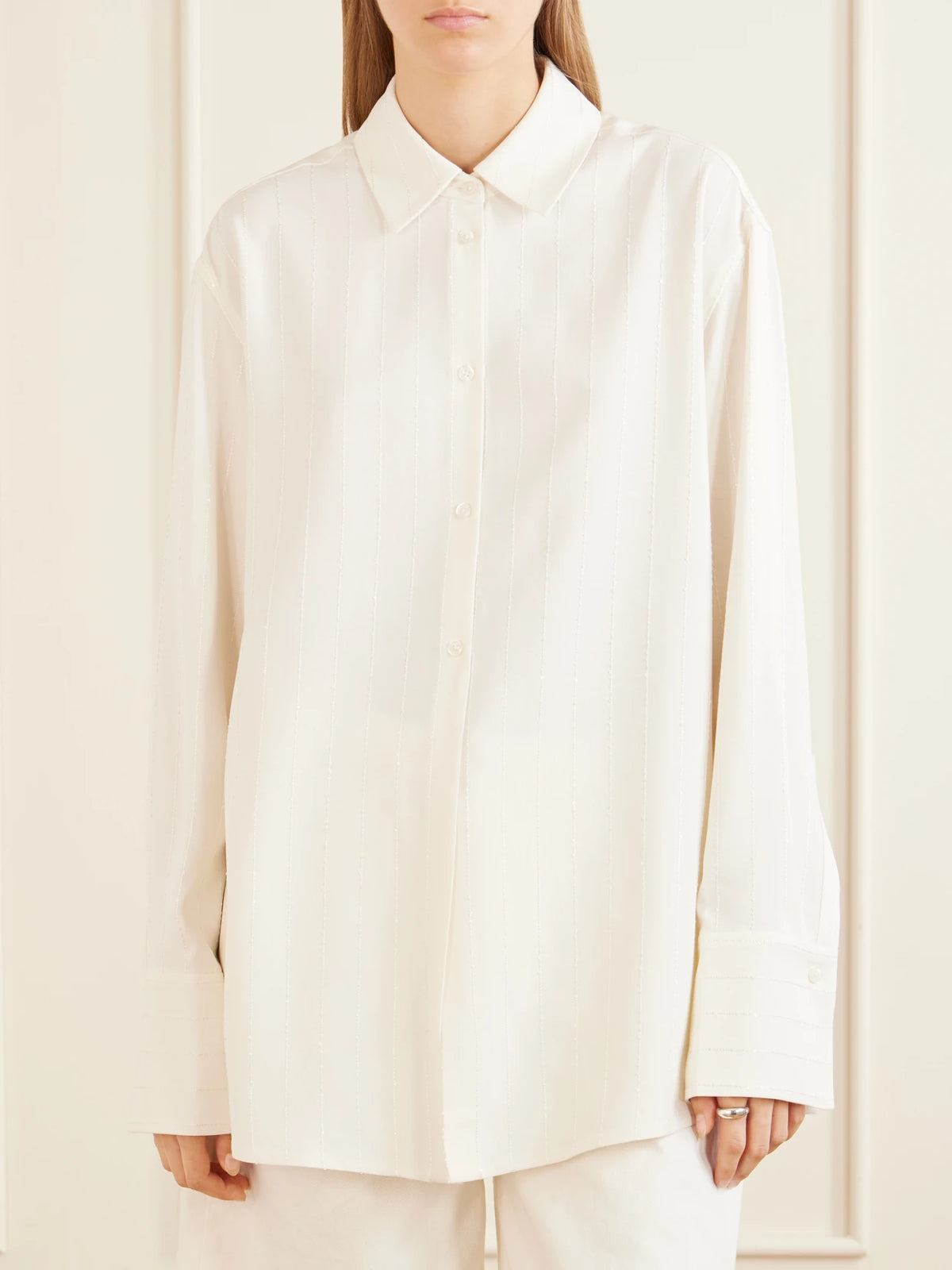 KALLMEYER Mollie Sequin-embellished Striped Twill Shirt