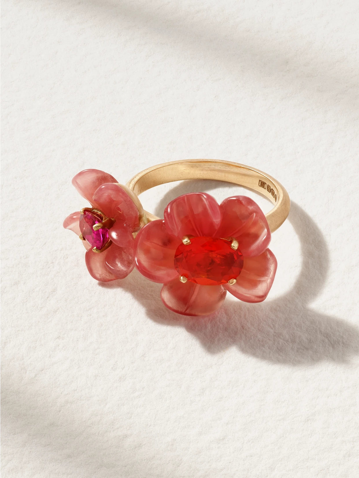 Tropical Flower Duet 18-karat Rose Gold Multi-stone Ring