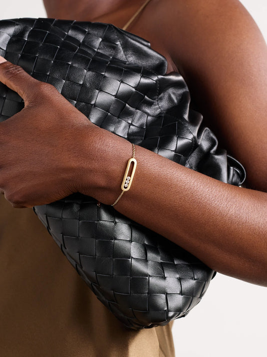 Image of Bracelets. Product name - Move Classique Ciselé 18-karat Gold Diamond Bracelet in Multi colour by brand - Messika