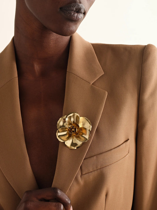 Image of Jewelry. Product name - Gladiolus Gold-plated Brooch in Multi colour by brand - Jennifer Behr