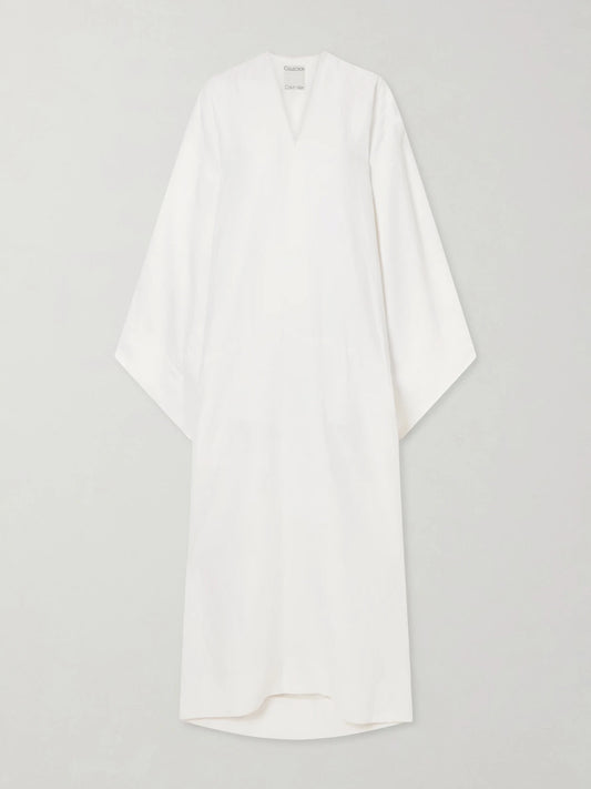 Image of Dresses. Product name - Blake Cotton Maxi Dress in White colour by brand - Calvin Klein Collection