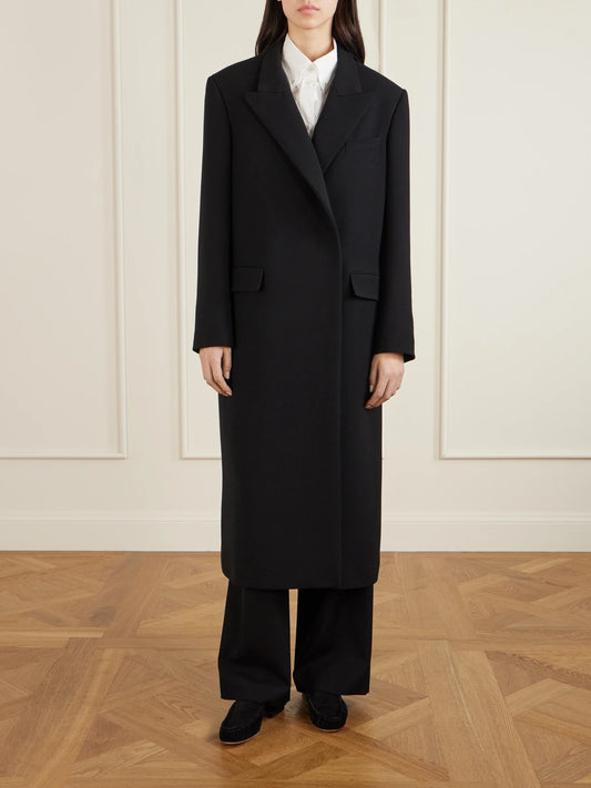 Image of Coats & Jackets. Product name - Nevena Wool Coat in Black colour by brand - The Row