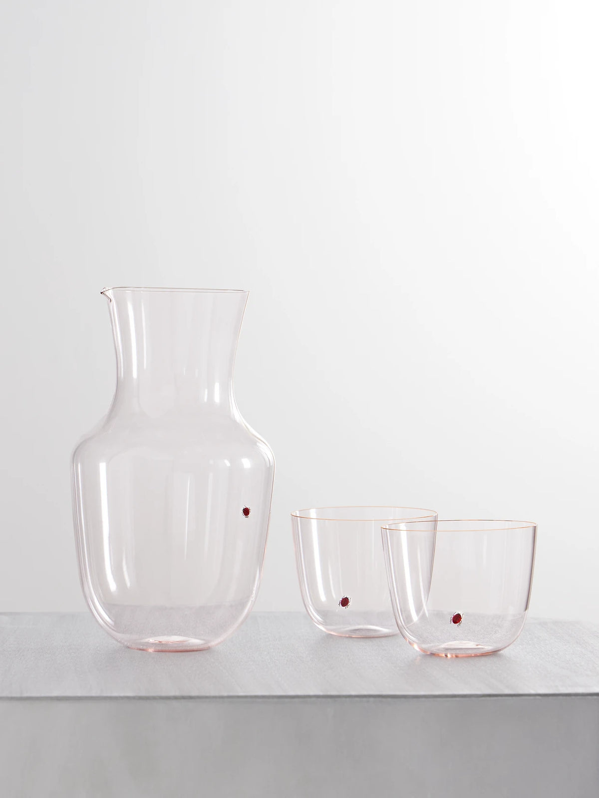 Alpha Set Of Two Crystal Glass Tumblers And Pitcher