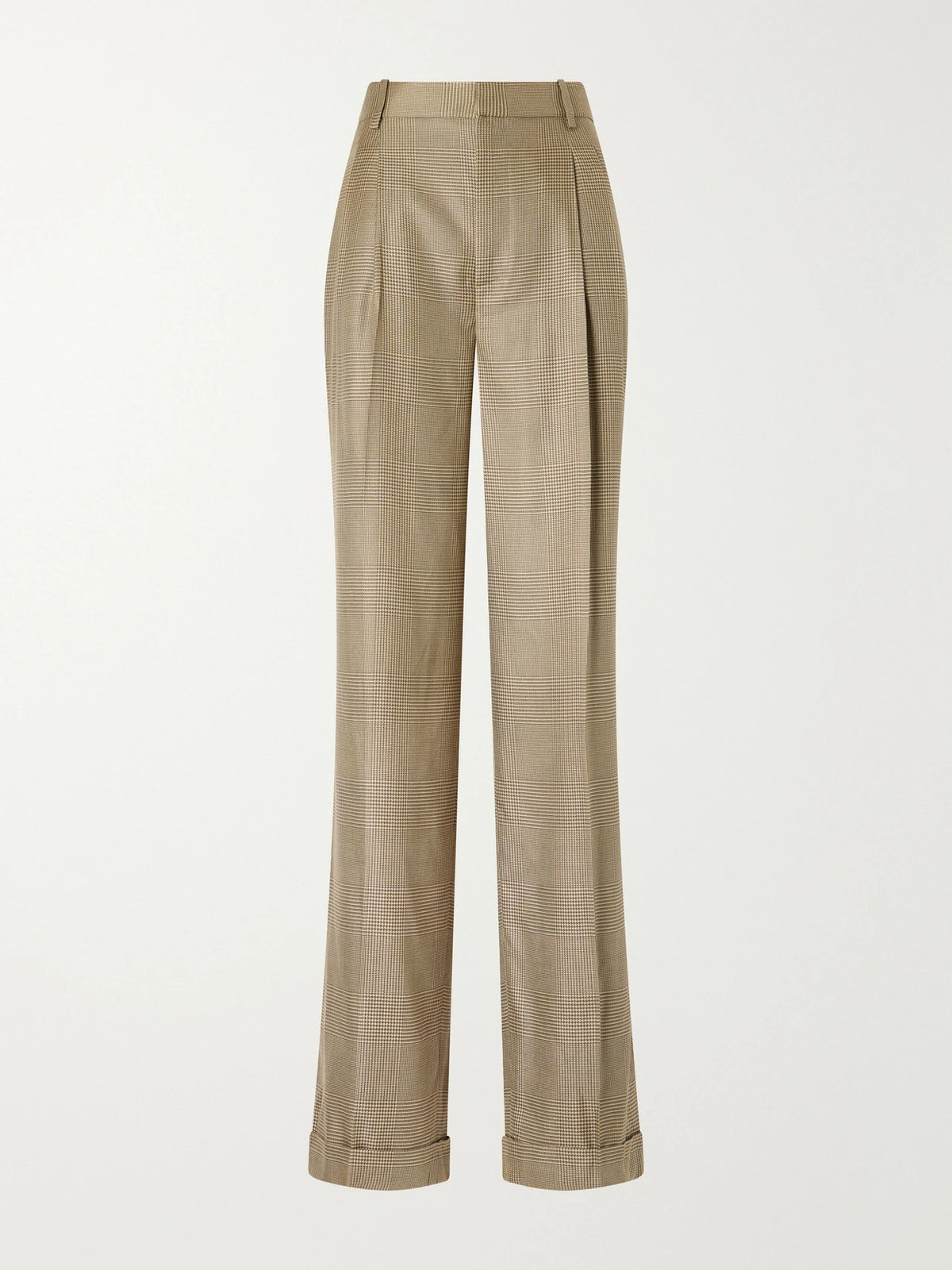 Ralph Lauren Collection Timothy Pleated Prince Of Wales Checked Silk Straight-leg Pants