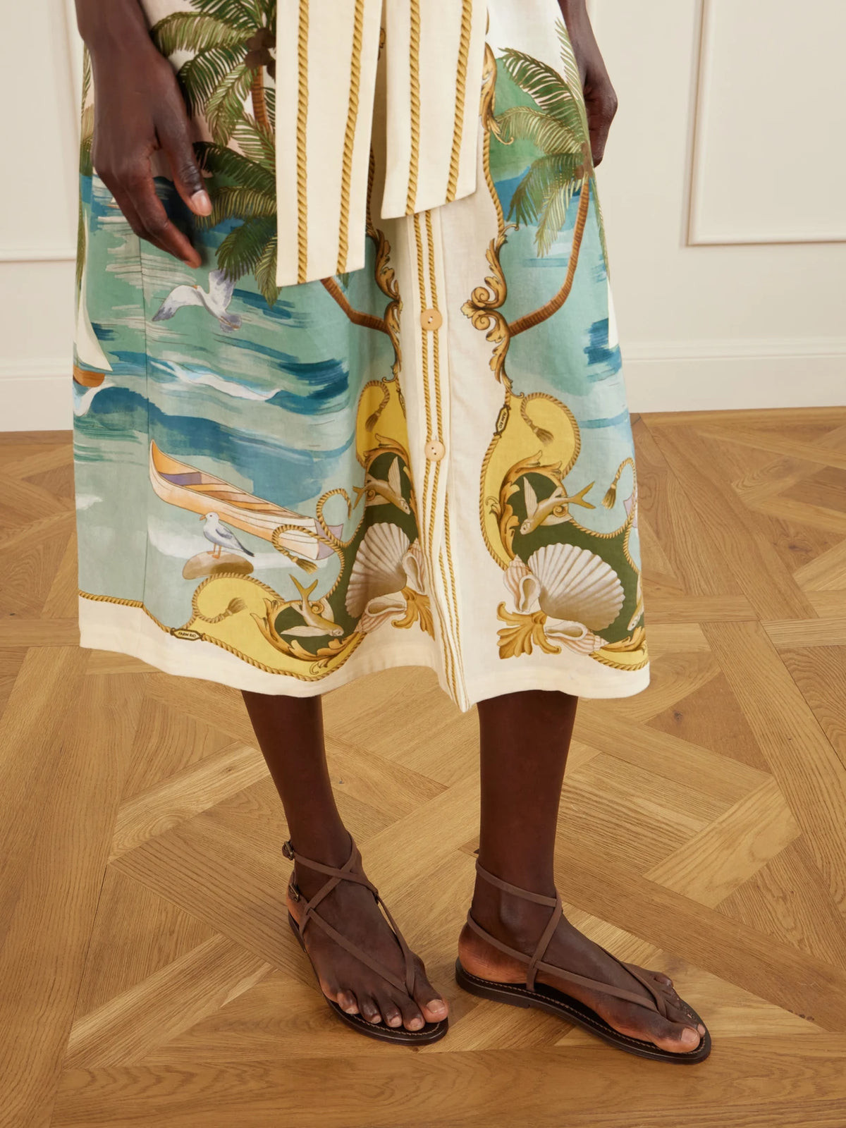 Abako Nubuck And Leather Thong Sandals
