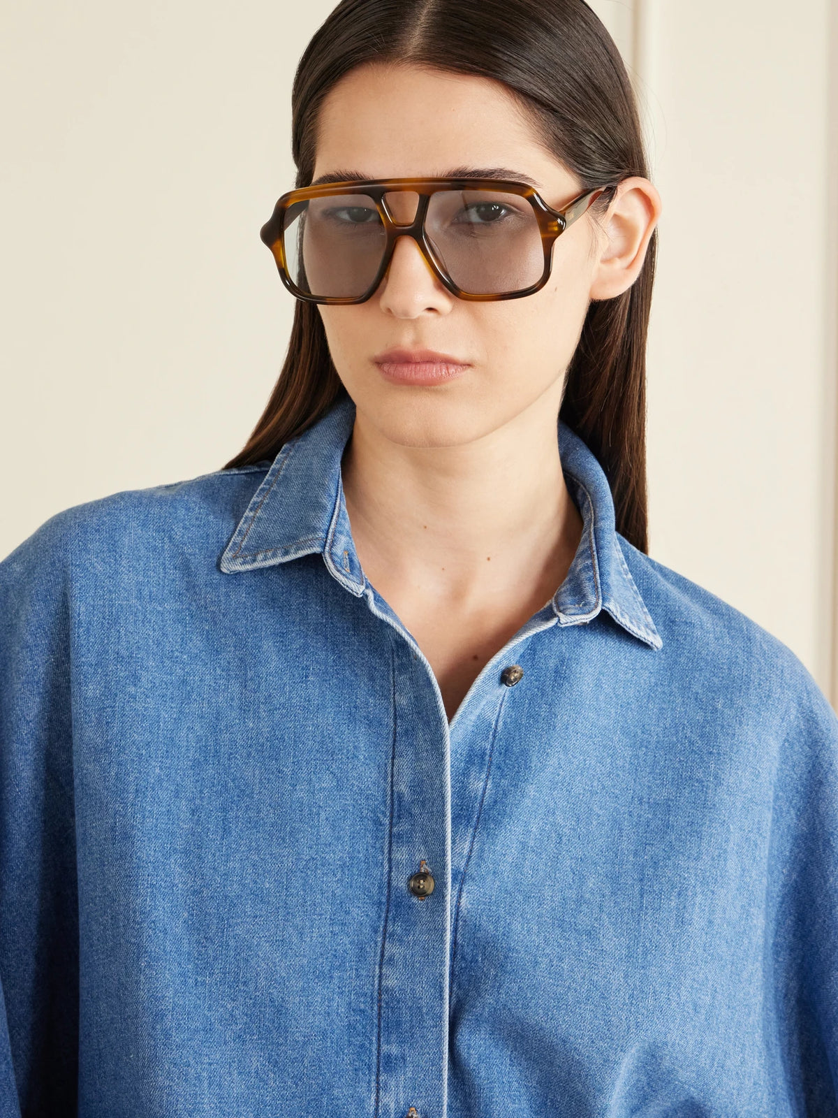Image of Sunglasses. Product name - Slim Light Aviator-frame Tortoiseshell Acetate Sunglasses in Multi colour by brand - Loewe