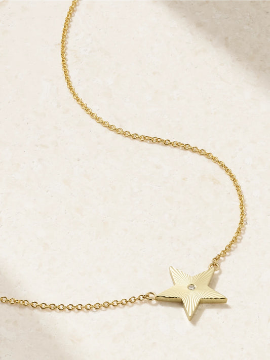 Mini 70s Star 18-karat Gold Diamond Necklace