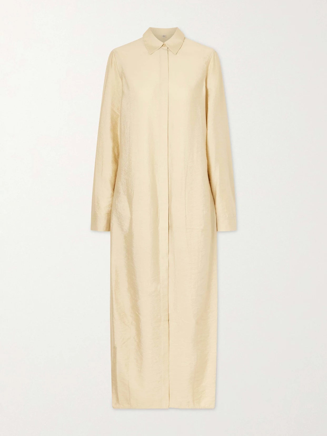 Image of Dresses. Product name - Parachute Silk-blend Maxi Dress in Beige colour by brand - TOTEME