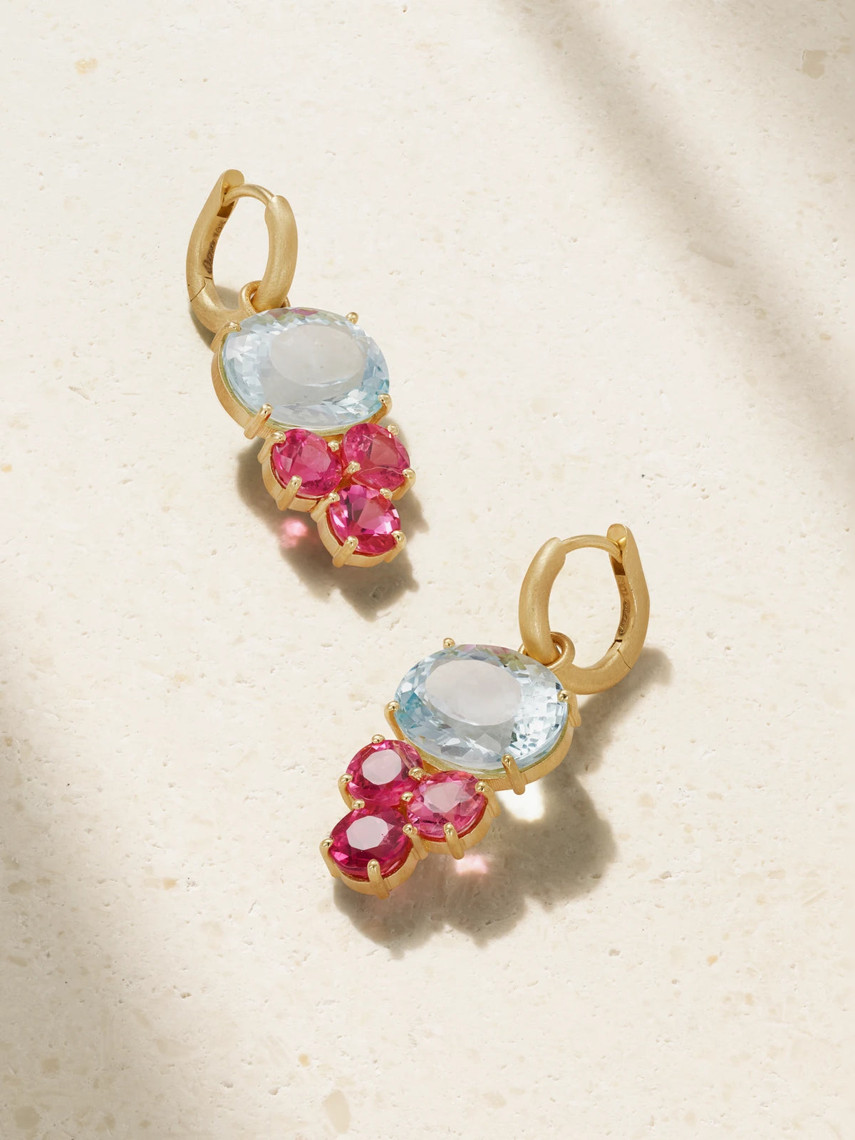 Gemmy Gem 18-karat Gold, Aquamarine And Tourmaline Earrings