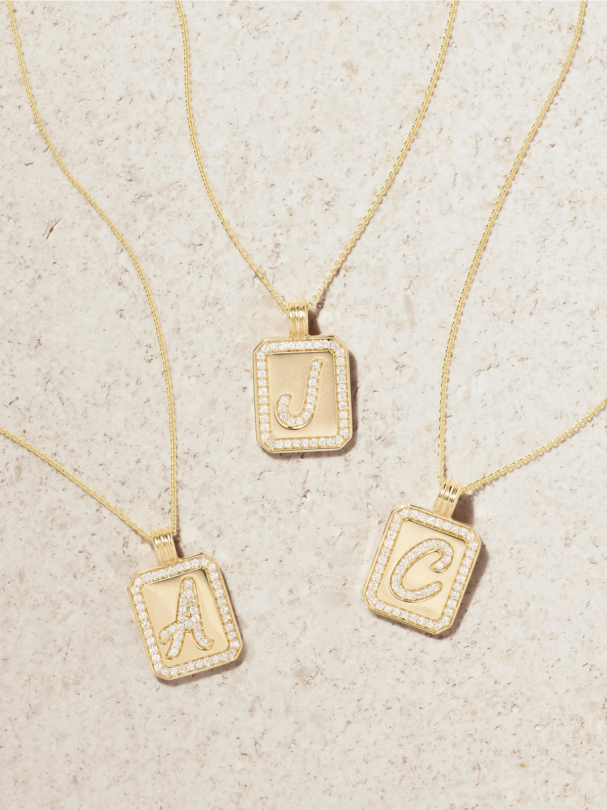 Letter 14-karat Gold Diamond Necklace