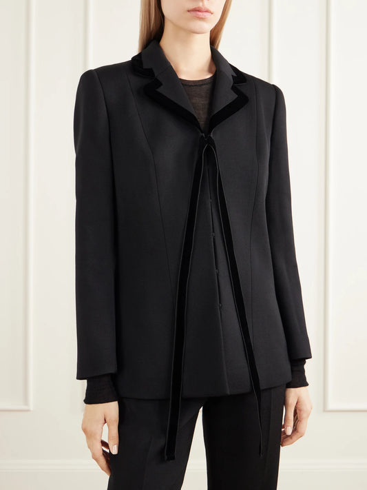 The Row Celinde Velvet-trimmed Wool-blend Twill Jacket