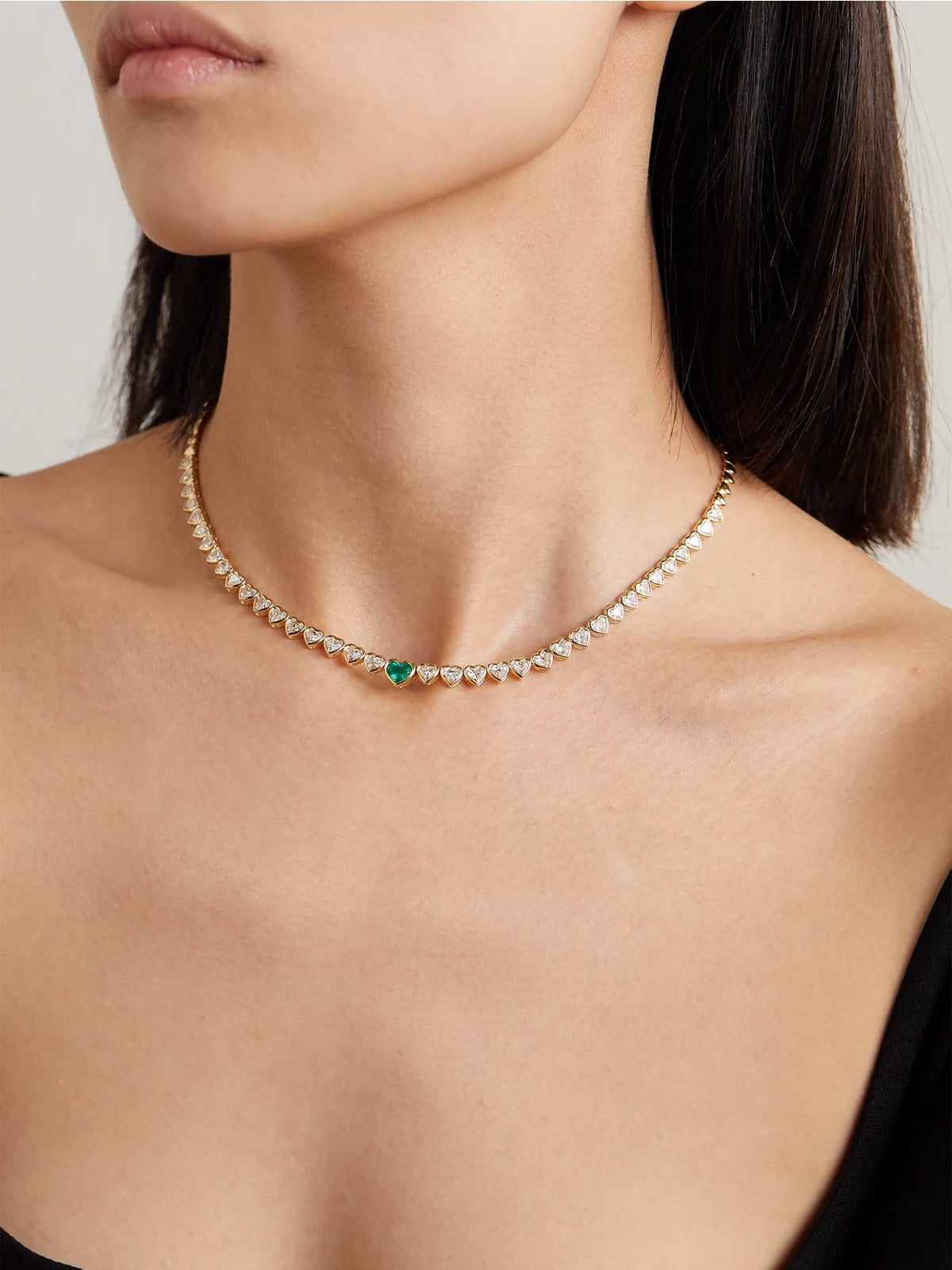 Image of Necklaces. Product name - 18-karat Gold, Diamond And Emerald Necklace in Multi colour by brand - Anita Ko