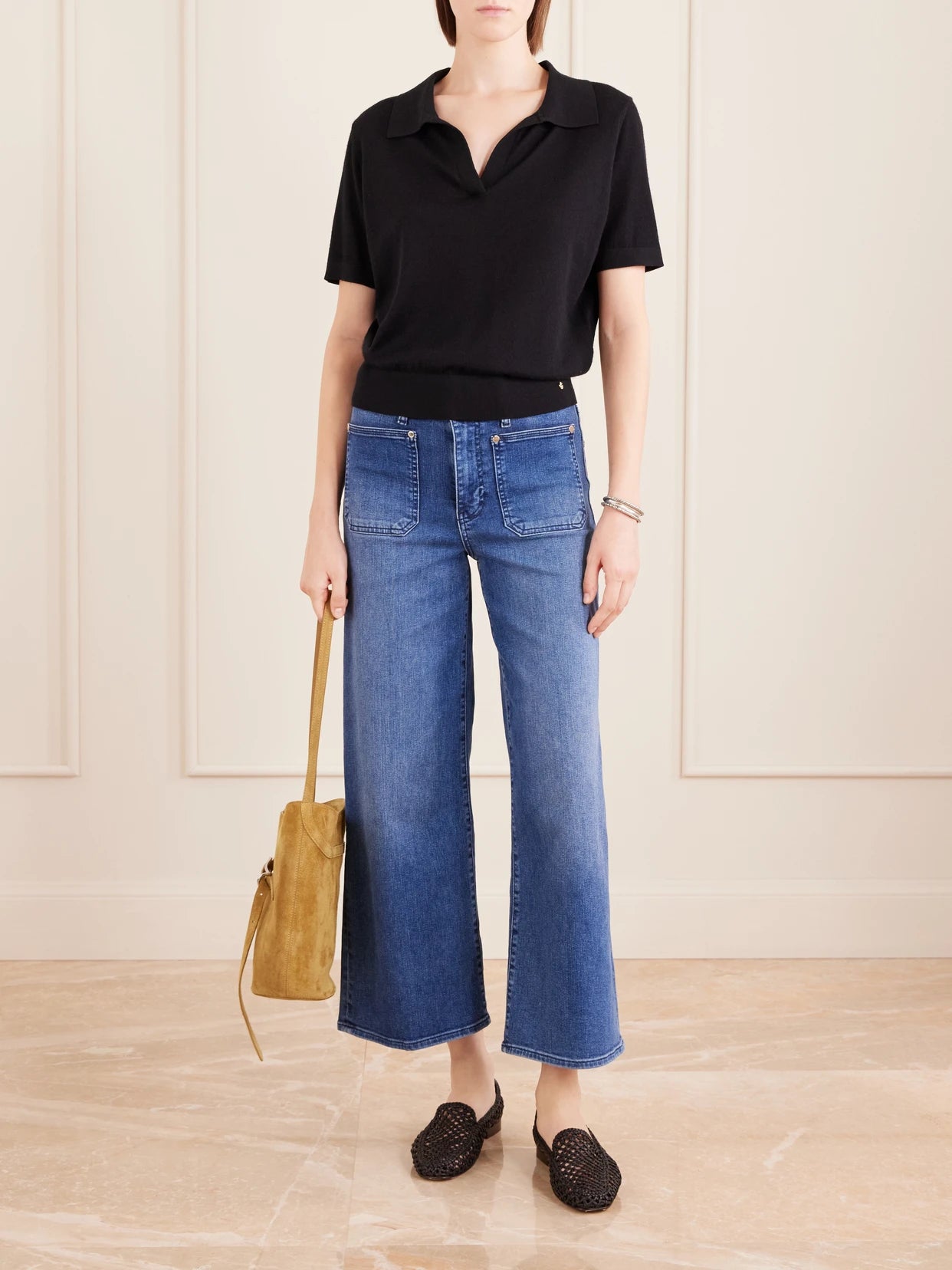Image of Jeans. Product name - High Rise Wide High-rise Wide-leg Jeans in Blue colour by brand - FRAME