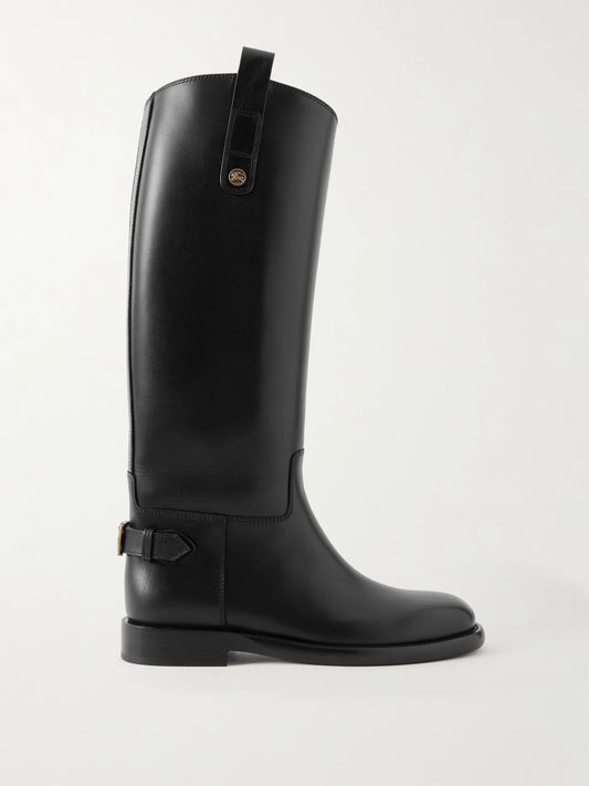 Buckled Leather Knee Boots