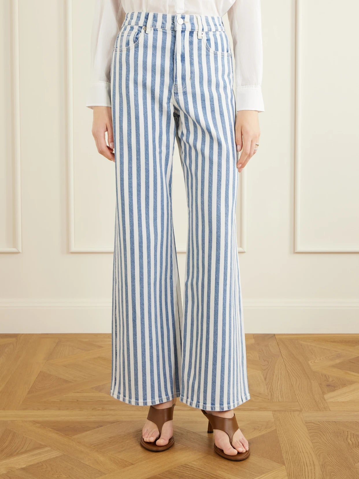 Taylor Striped High-rise Wide-leg Jeans