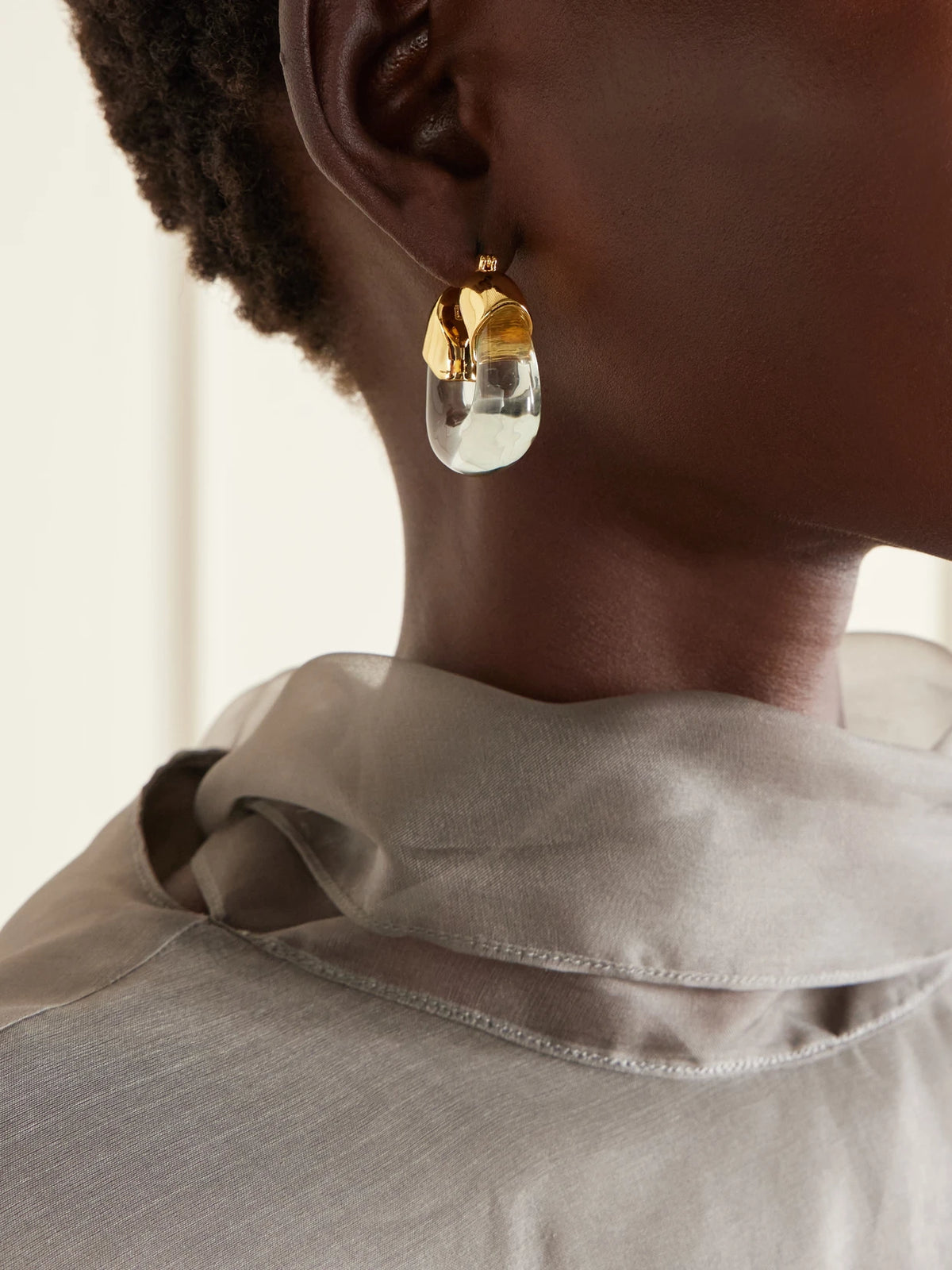 Image of Earrings. Product name - Gold-plated And Resin Hoop Earrings in Blue colour by brand - Lizzie Fortunato