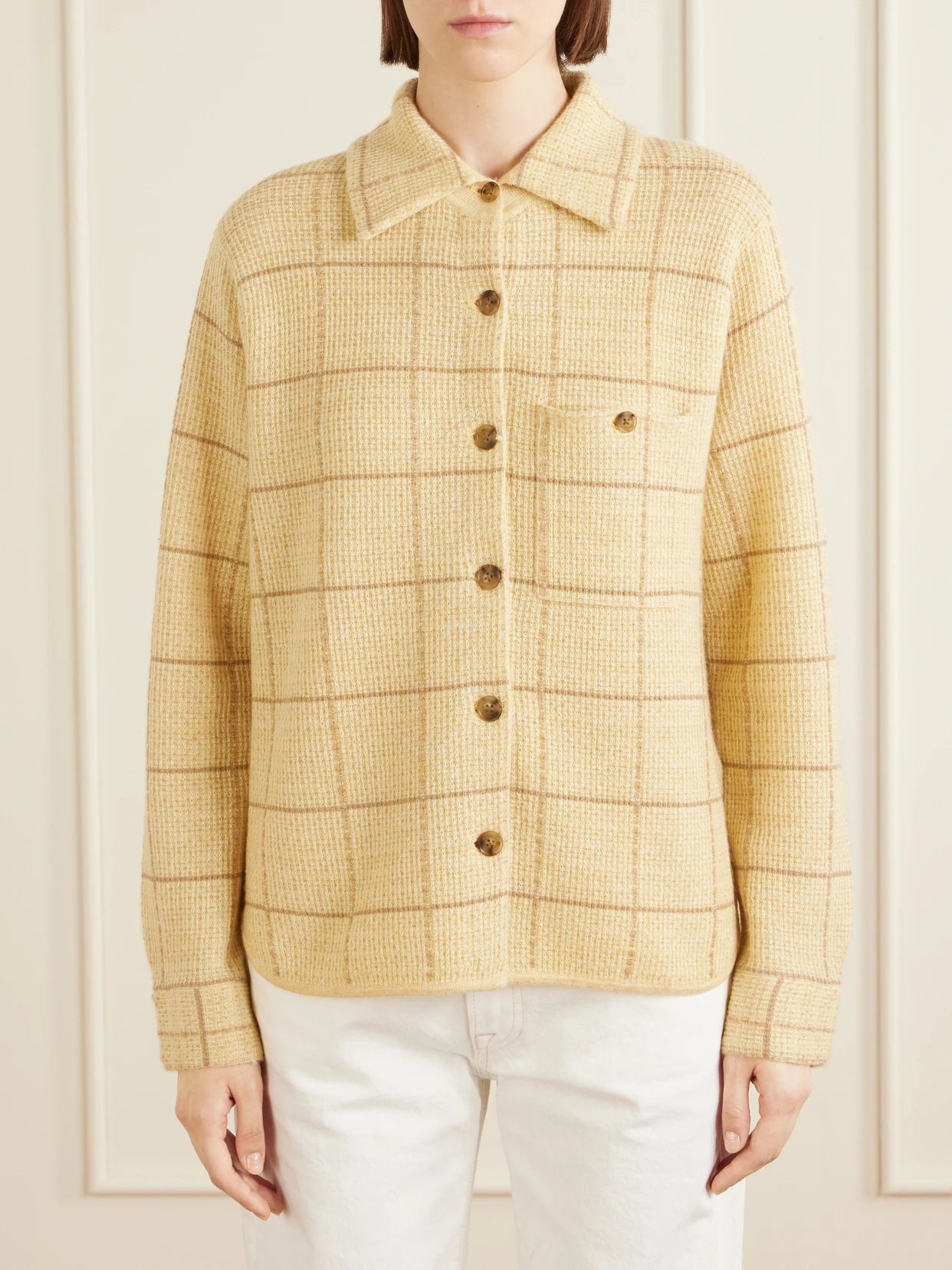 Dylan Checked Knitted Cashmere And Linen-blend Shirt