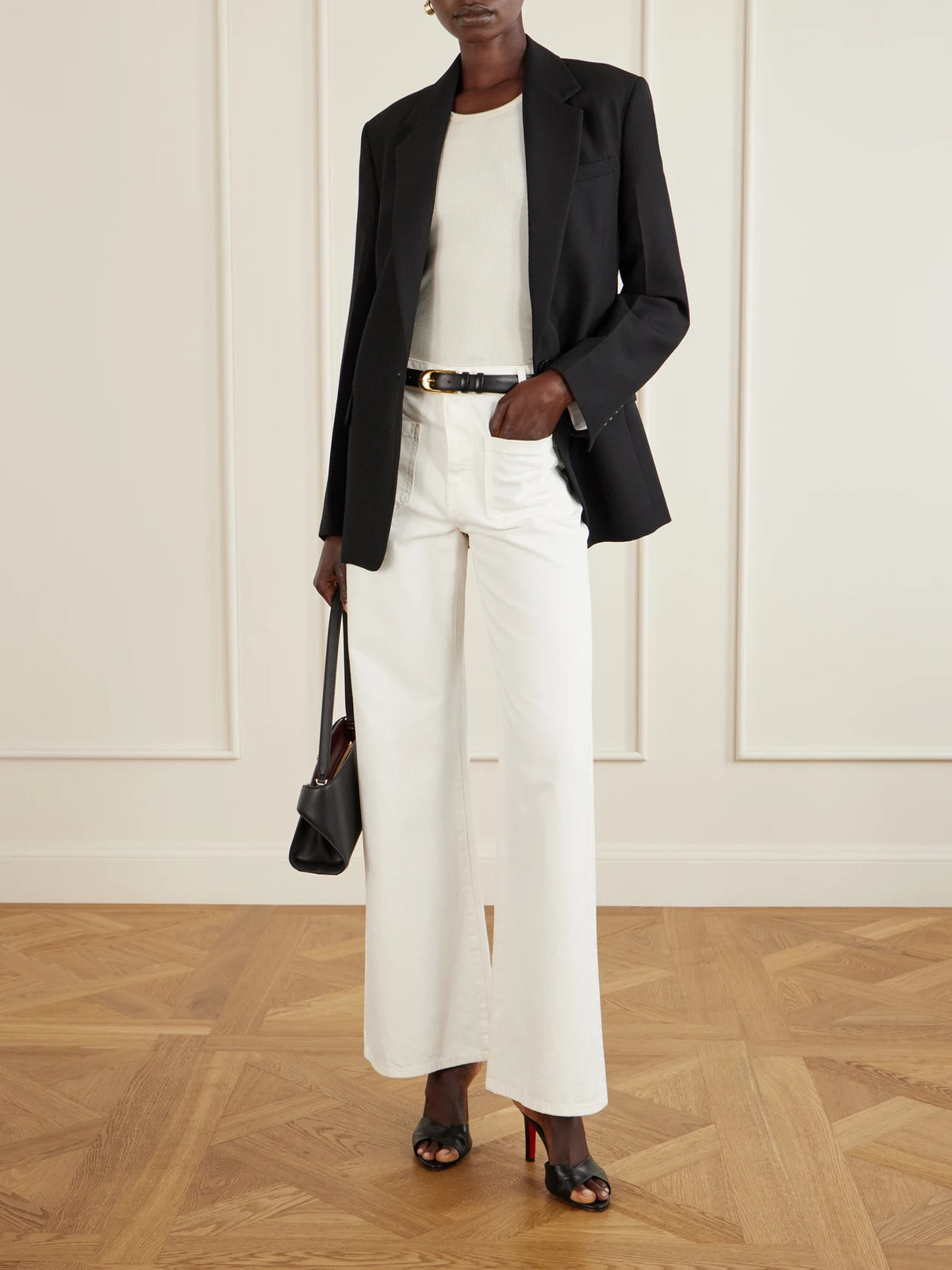 Image of Heels. Product name - Fanny 85 Leather Mules in Black colour by brand - Christian Louboutin