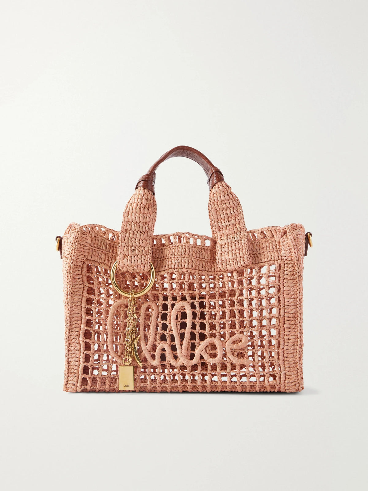 Summer Banana Leather-trimmed Raffia Tote Bag