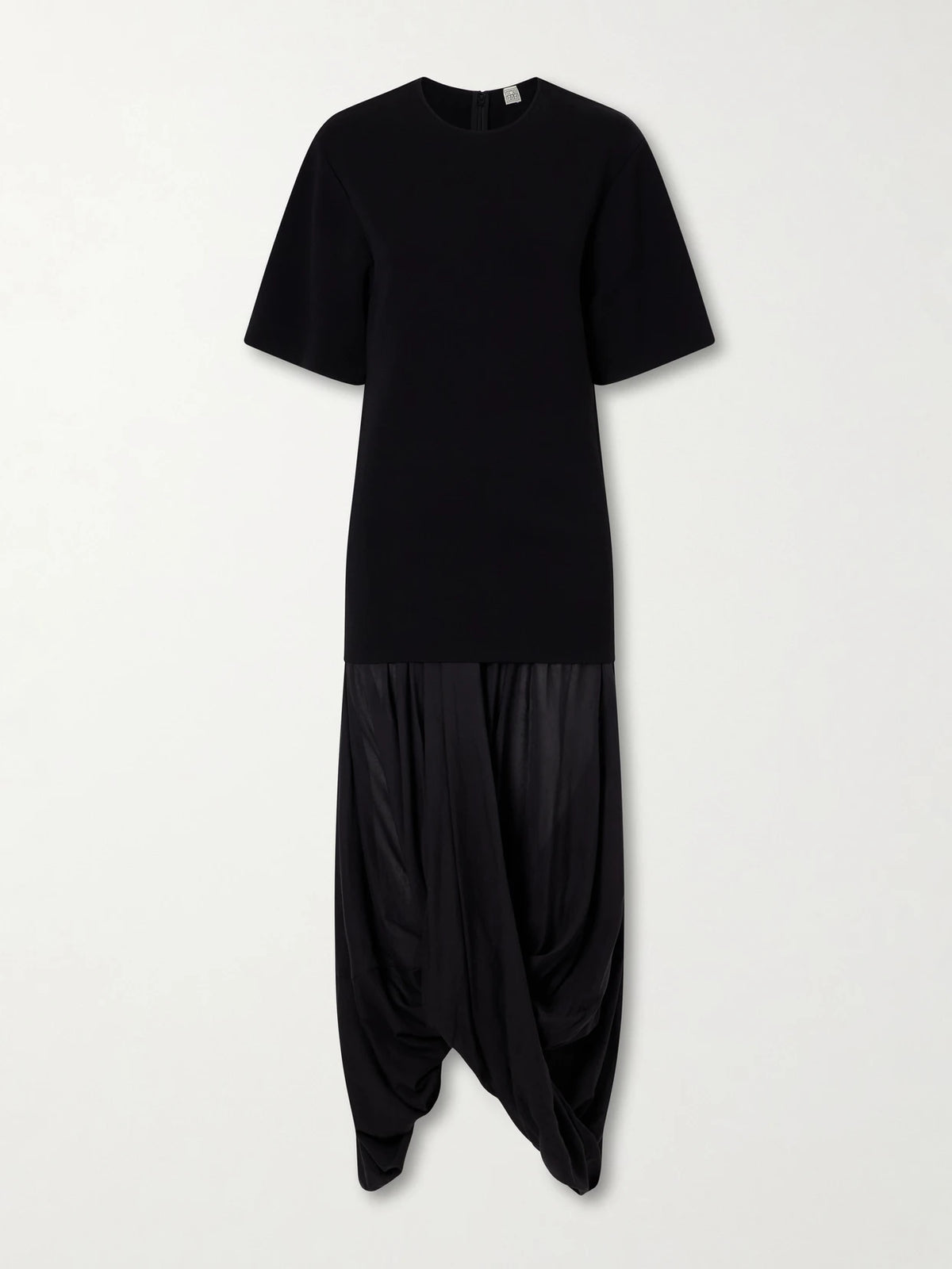 TOTEME Cocoon Draped Voile-paneled Knitted Midi Dress