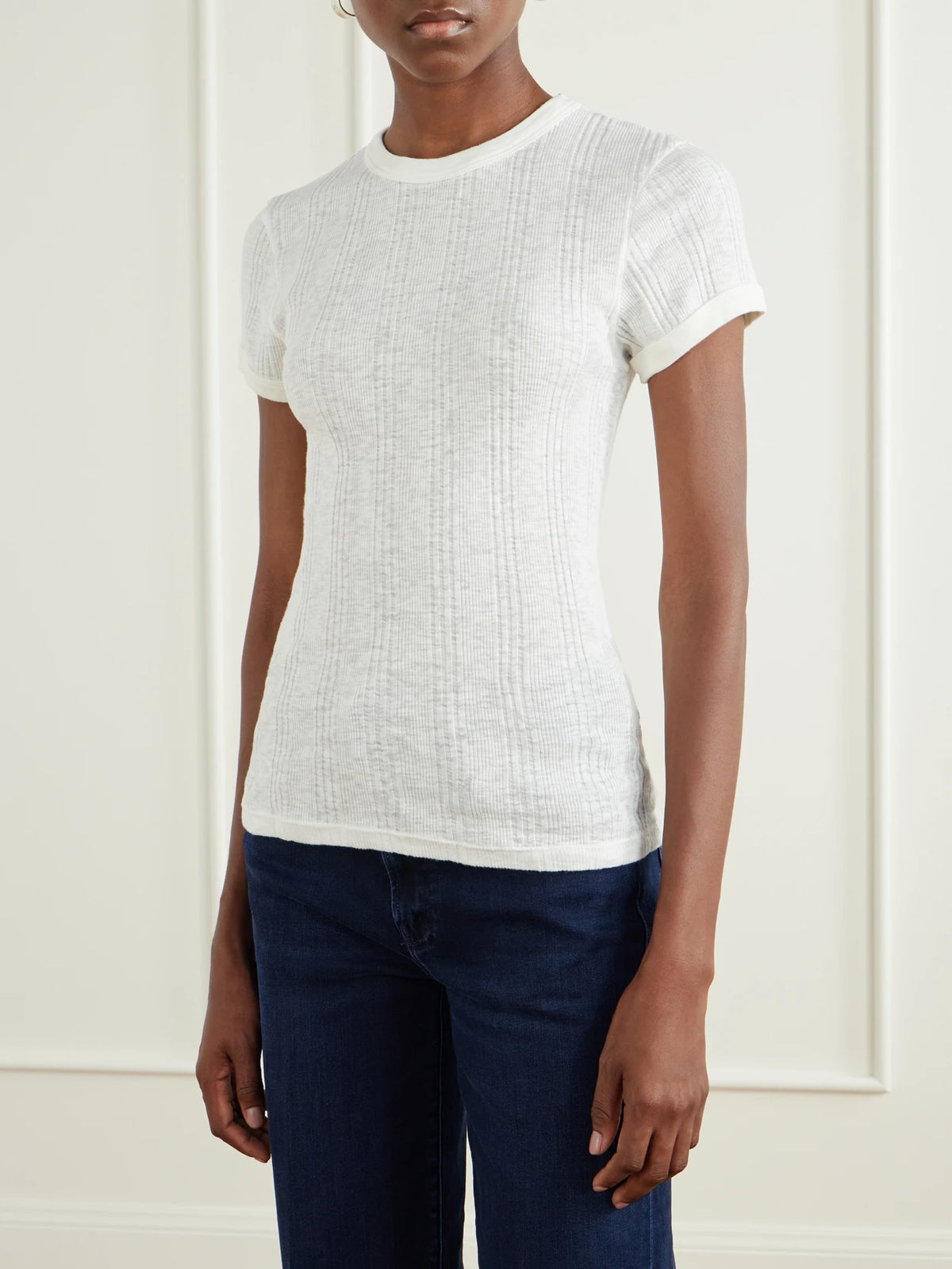 Mother The Itty Bitty Ringer Ribbed Cotton-jersey T-shirt