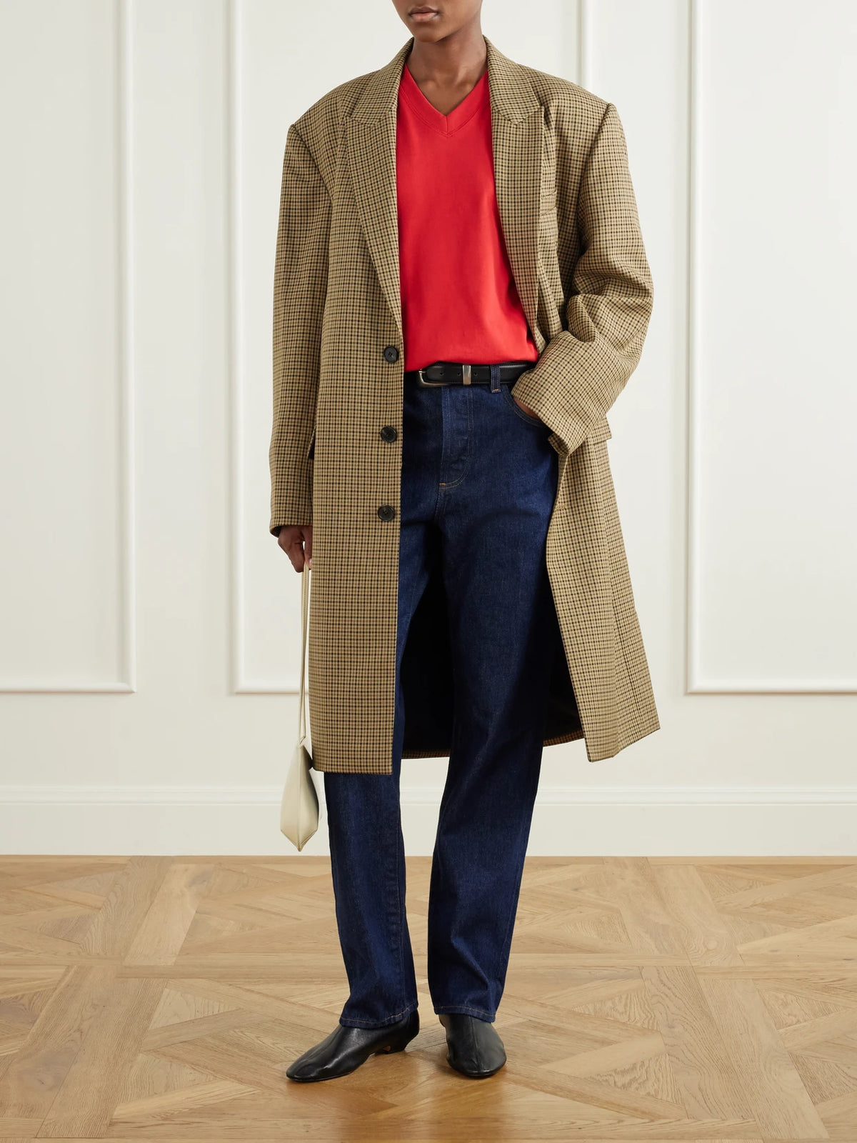 Image of Coats & Jackets. Product name - Checked Twill Coat in Brass colour by brand - Tibi