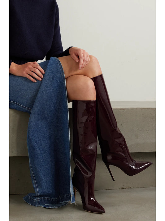 Paris Texas Stiletto Patent-leather Knee Boots