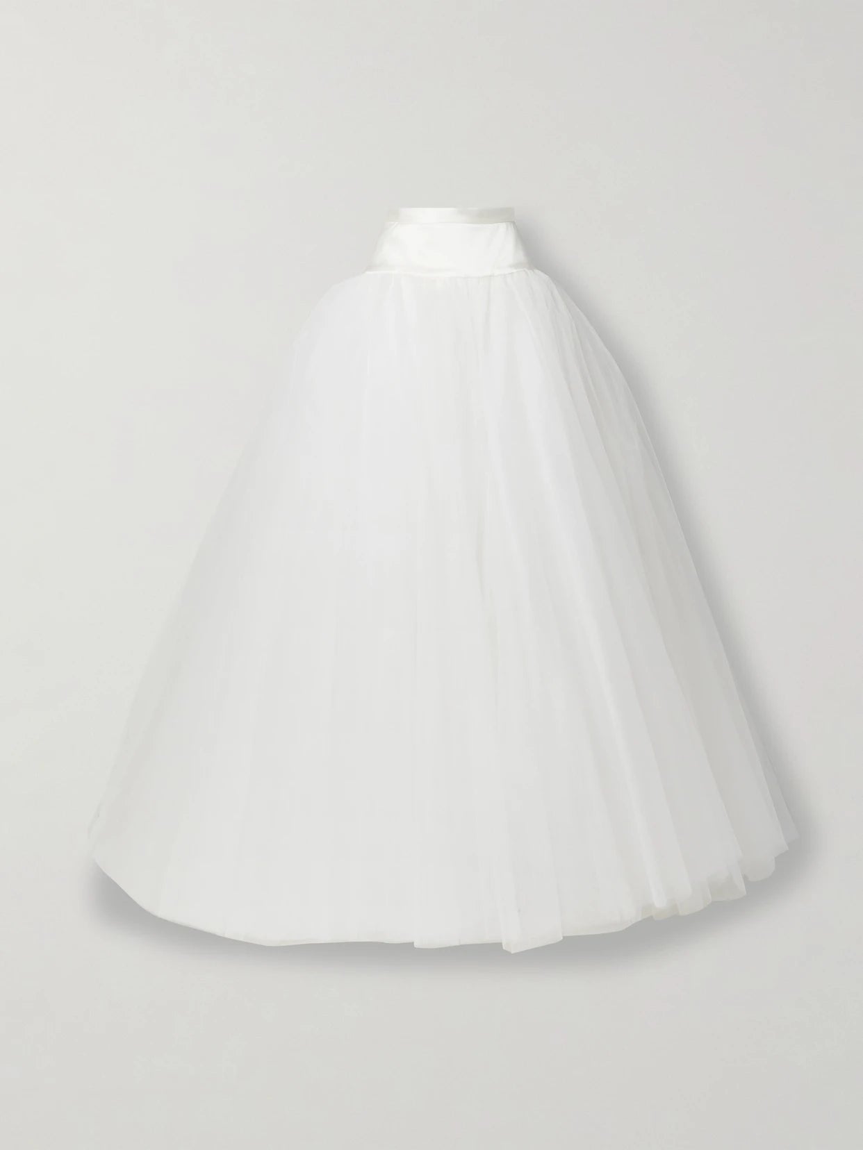 Image of a model wearing Skirts. Product name - Joe Petticoat Satin-trimmed Tulle And Crinoline Maxi Skirt in Ivory colour by brand - Vivienne Westwood