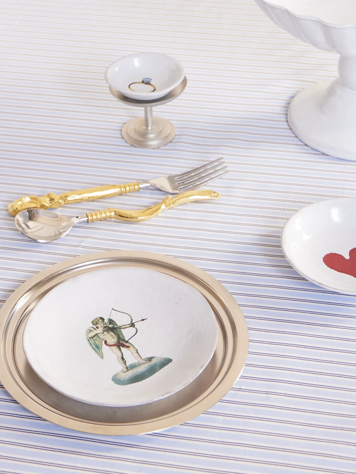 Image of Tableware. Product name - + John Derian Cupid Ceramic Plate in White colour by brand - Astier De Villatte