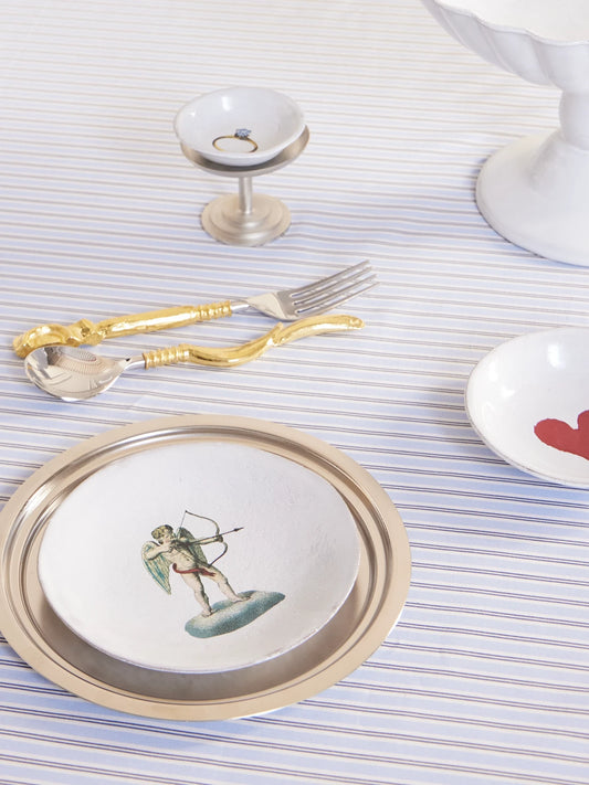 Image of Tableware. Product name - + John Derian Cupid Ceramic Plate in White colour by brand - Astier De Villatte