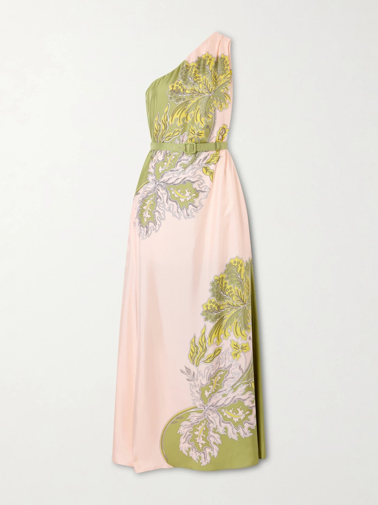 Roy One-shoulder Belted Floral-print Silk-twill Maxi Dress