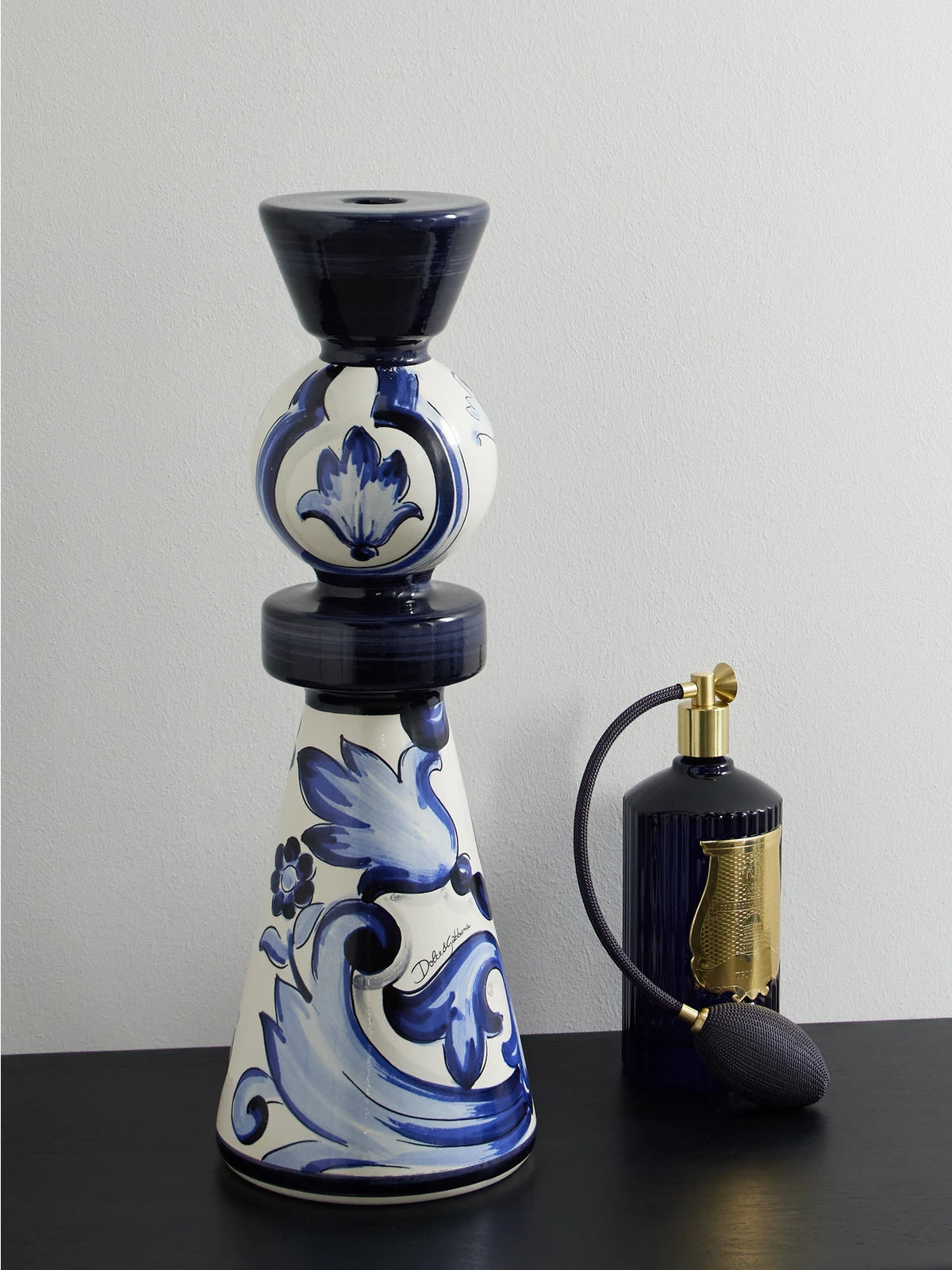 Image of Decor. Product name - Ceramic Candle Holder in Blue colour by brand - Dolce & Gabbana
