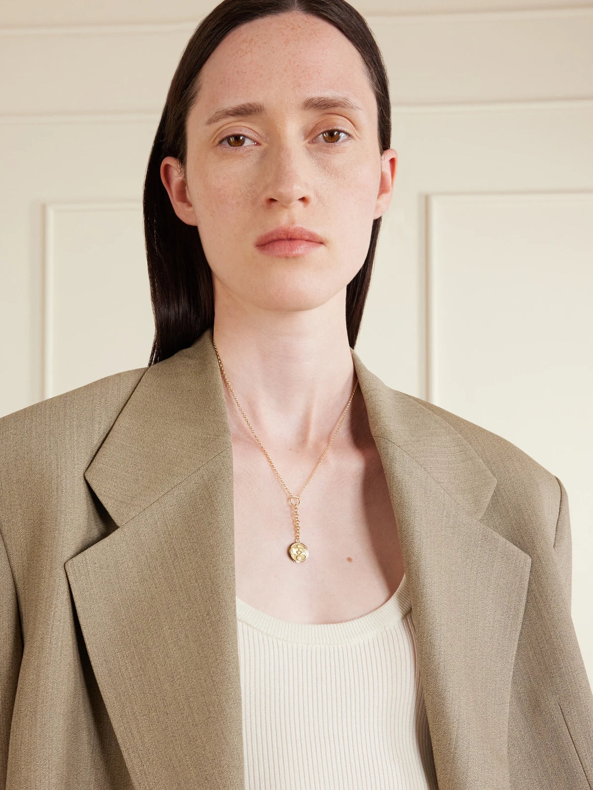 Image of Necklaces. Product name - Solar & Lunar + Small Mixed Belcher 18-karat Gold Diamond Necklace in Multi colour by brand - FoundRae