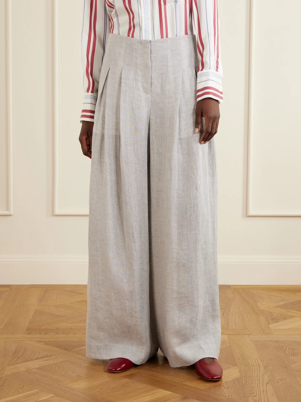 Drew Pleated Wide-leg Hemp Pants