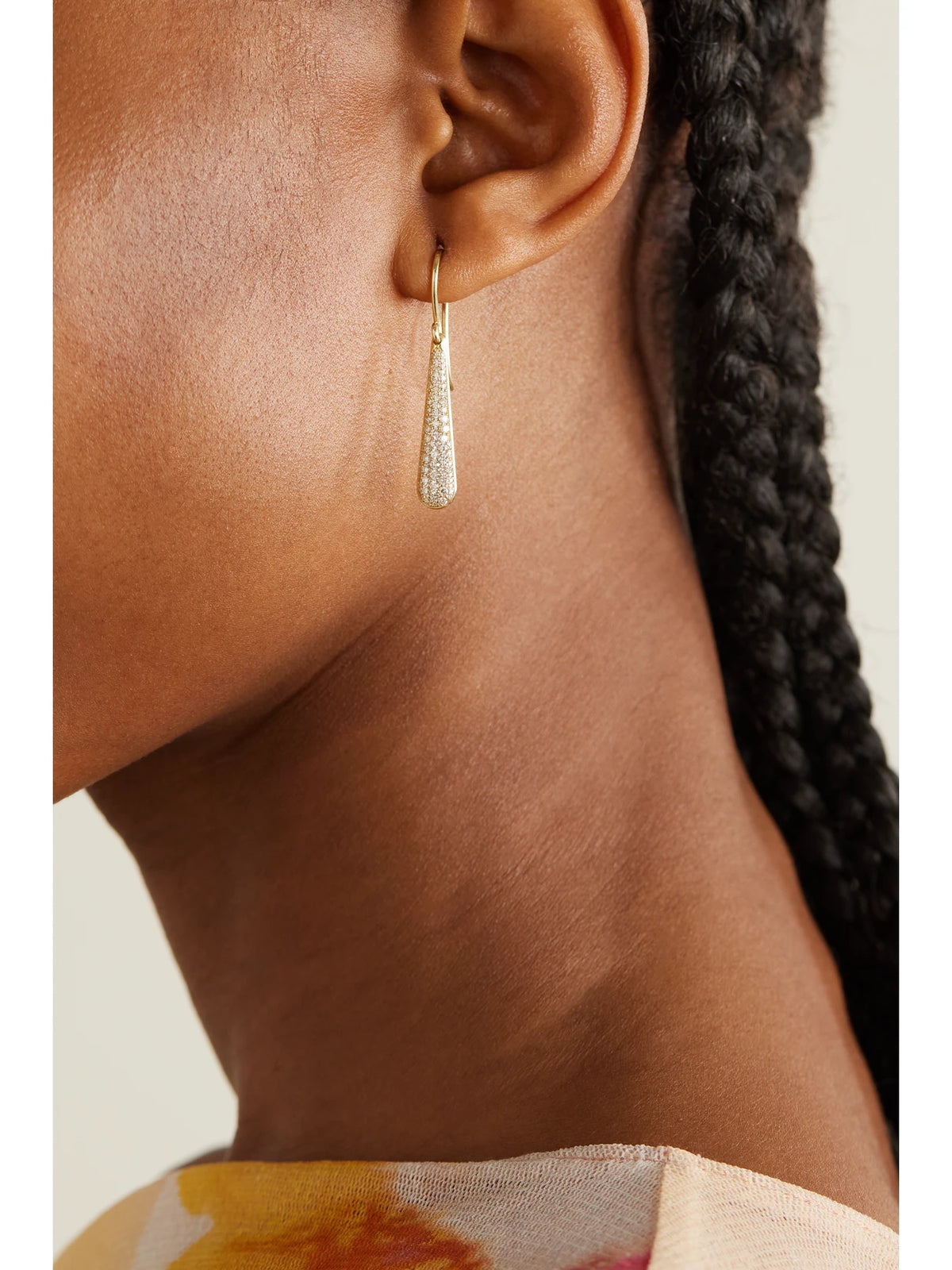 Image of Earrings. Product name - Dome Drop 18-karat Gold Diamond Earrings in Multi colour by brand - Jennifer Meyer
