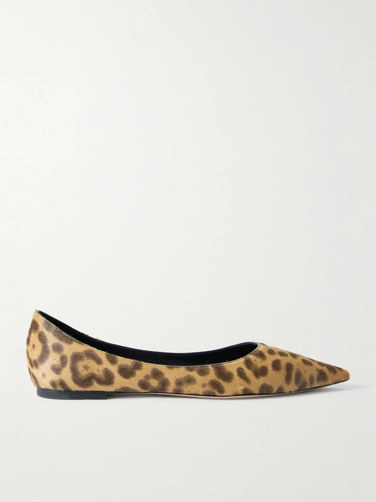 Love Leopard-print Pony Hair Ballet Flats