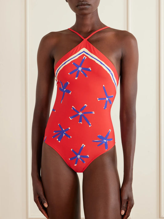 Cadence Printed Halterneck One-piece