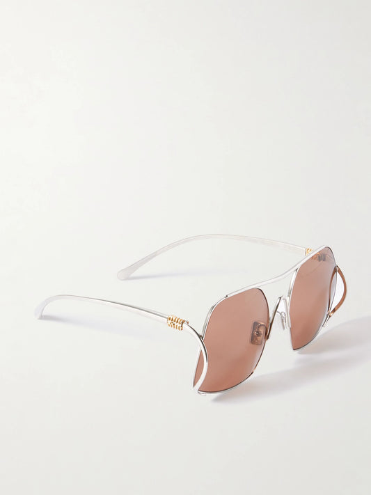 Miu Miu Eyewear Square-frame Silver-tone Sunglasses