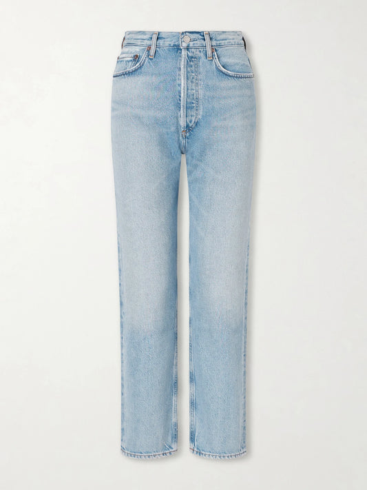 Image of Jeans. Product name - '90s Pinch Waist High-rise Straight-leg Jeans in Light denim colour by brand - AGOLDE