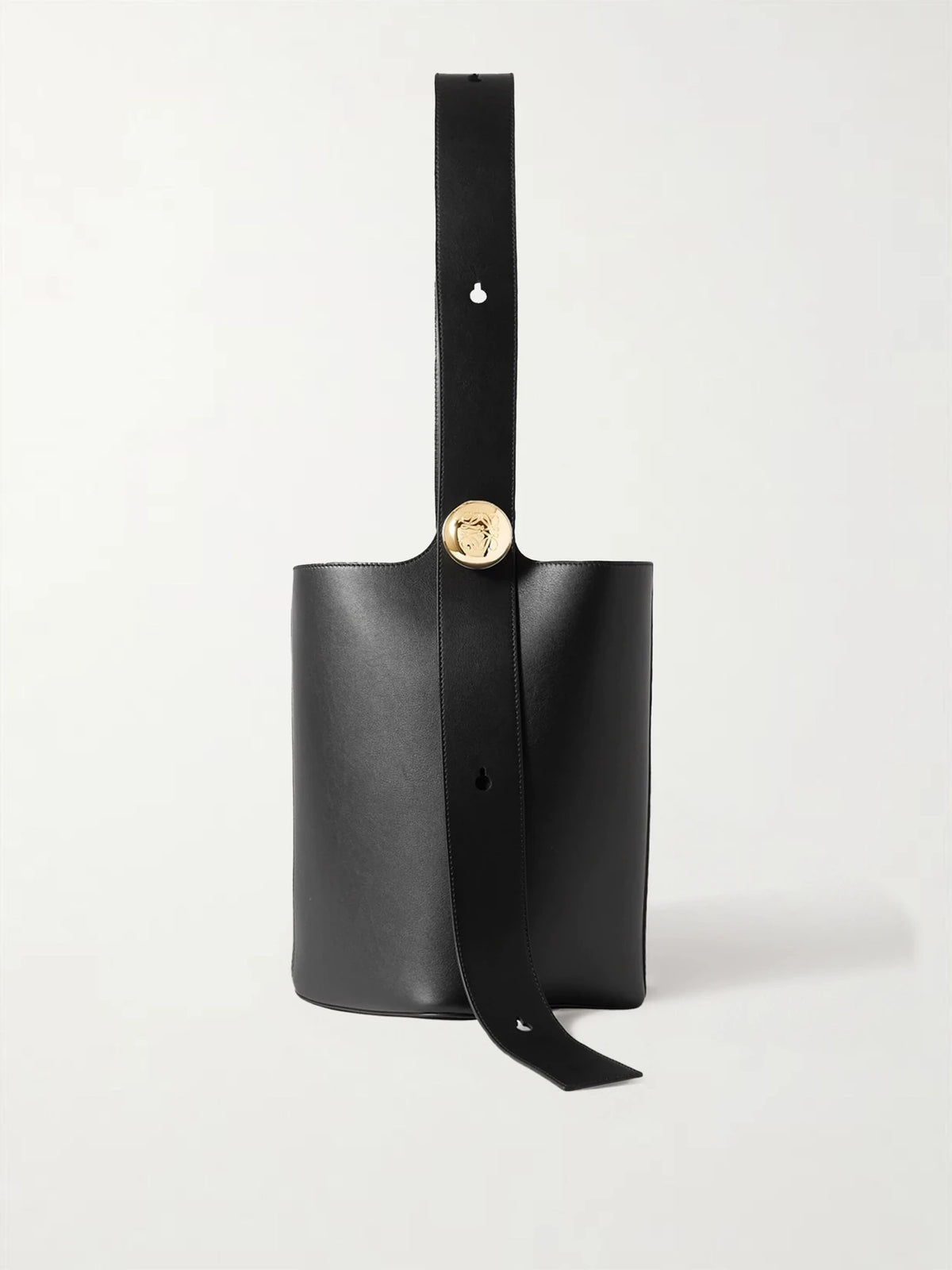 Pebble Embellished Leather Bucket Bag