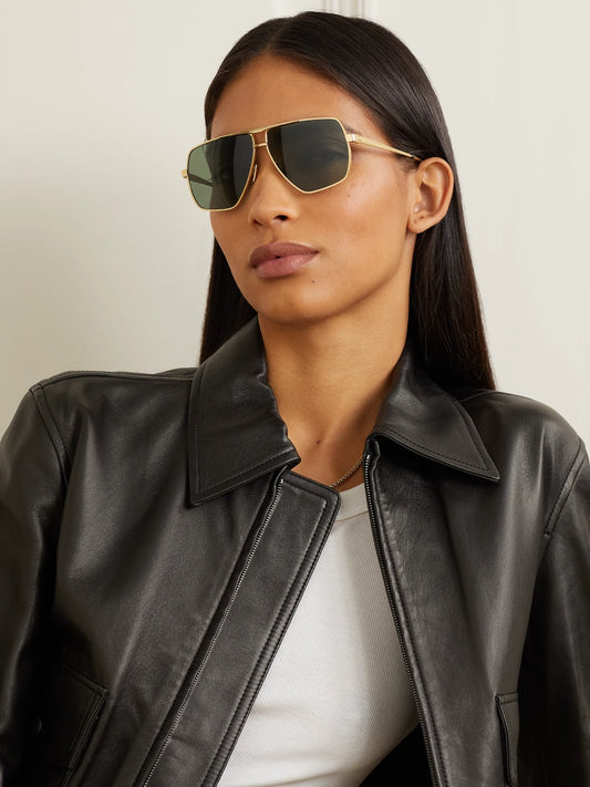 Image of Sunglasses. Product name - Oversized Aviator-style Gold-tone Sunglasses in Multi colour by brand - CELINE Eyewear