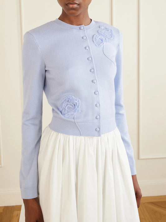 Appliquéd Knitted Cardigan