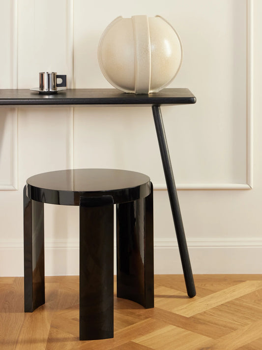 Image of Decor. Product name - Spina Beechwood Stool in Black colour by brand - LOUISE ROE